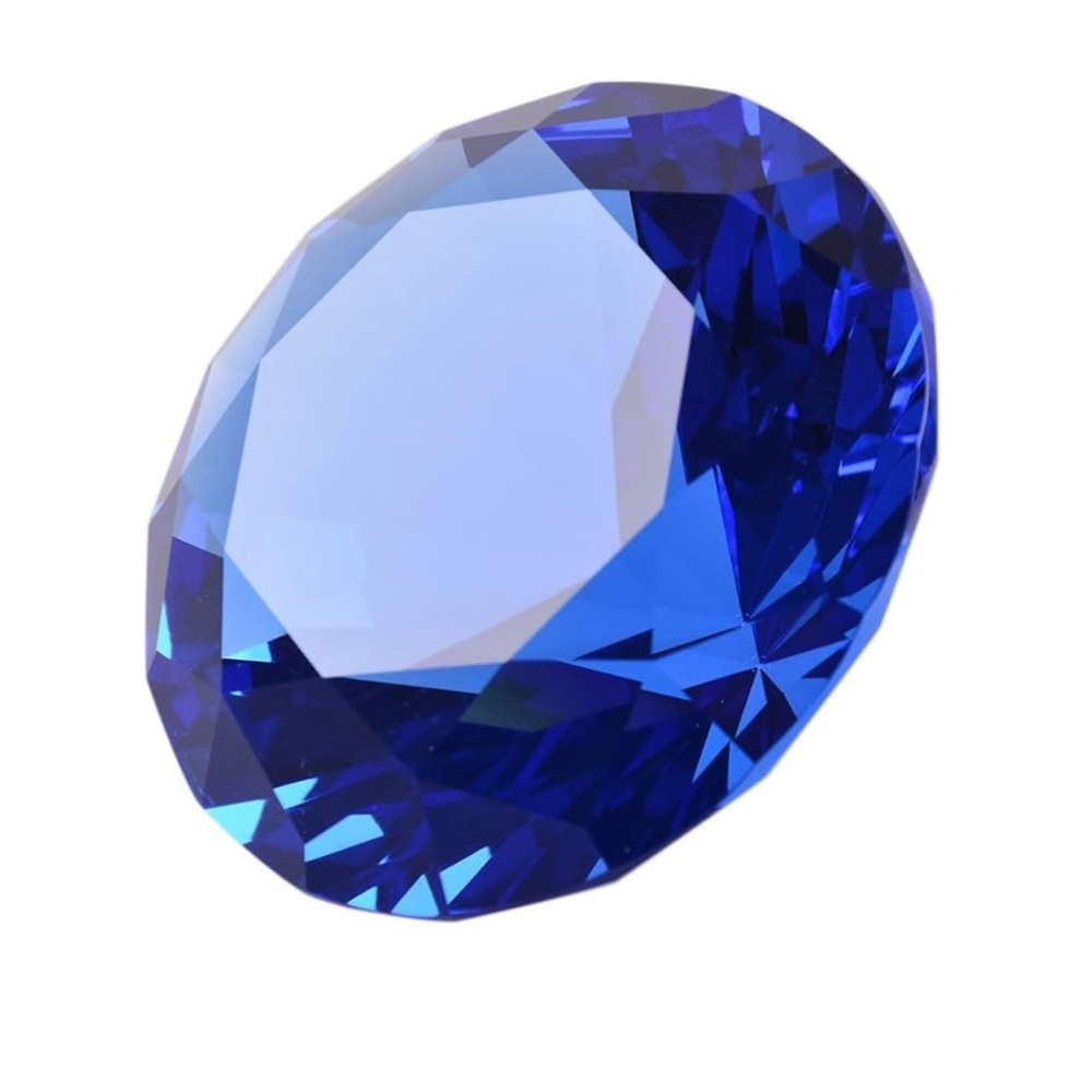 Sapphire Blue Faceted Gemstone Paperweight by Longwin in original box.